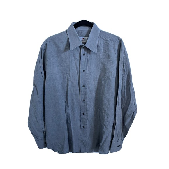 IVANO BIAGI Mens Shirt Gray Button Up Dress Shirt Long Sleeve 17/43 Large Italy - Picture 1 of 3